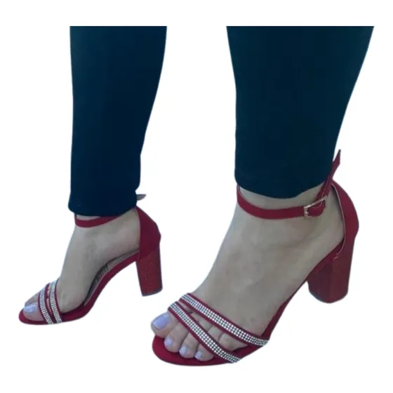 Sandalias De Tiras Con Tacón Medio Para Dama
