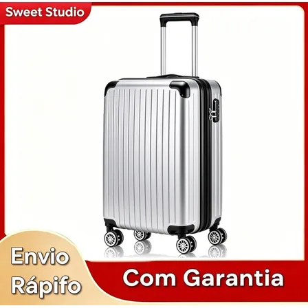 Mala Sweet Studio 10kg Com Ziper Extensor Abs Rodinhas 360 Leva Na Cabine Do Avisão Resistente Prateado 2040