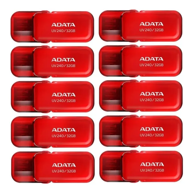 Kit Pack 10 Memorias Usb 32gb Adata 2.0 Rojo Auv240-32g-rrd