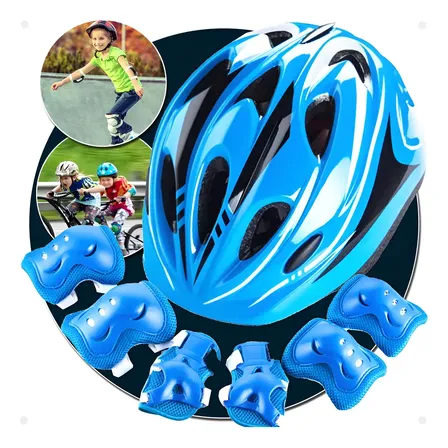 Kit Protecao Infantil Unissex Capacete Cotoveleira Joelheira