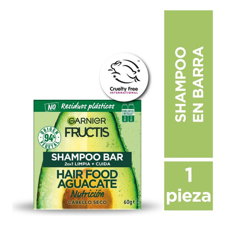 Shampoo En Barra Garnier Fructis Hair Food Aguacate - 60gr Shampoo En Barra Garnier Fructis Hair Food Aguacate - 60gr