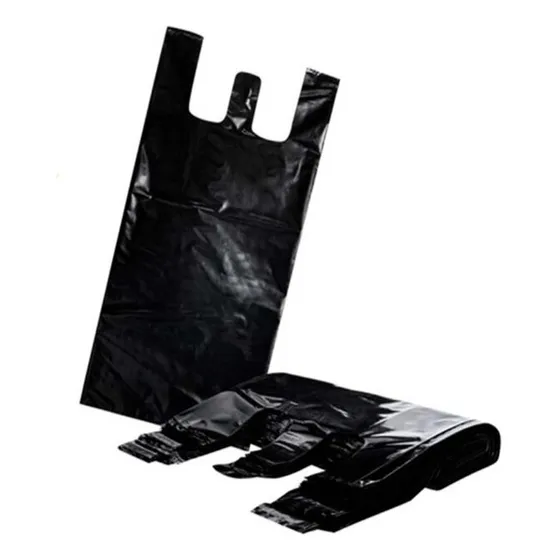 Bolsa Plástica Tipo Camiseta Negra A/d Con Asa 25kg 100und