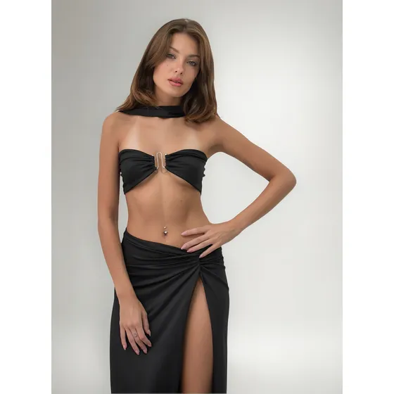 Top Bando Cuello Choker Mujer Play Negro Unico