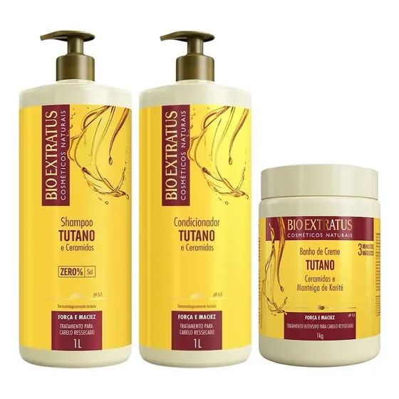 Kit Tutano 3 Produtos 1 Litro Bio Extratus Força E Maciez