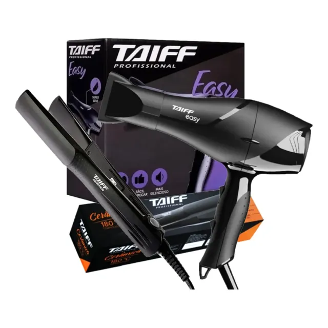 Kit Secador Taiff Easy 1700w 110v + Prancha Cerâmica 180°c 127v