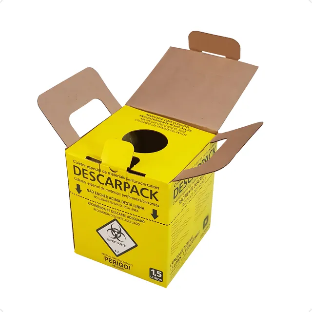 5 Caixas Coletora Perfurocortante Amarela 1,5 Litros Com Nfe