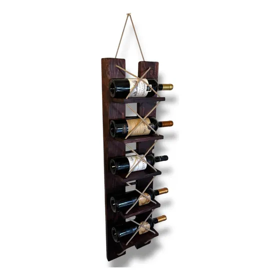 Cava Botellero Colgante Para 5 Vinos Rústico
