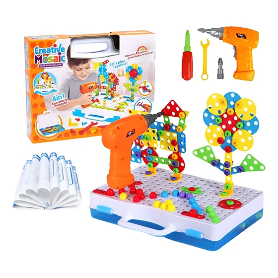 Juego Construccion Panel Creativo 3d Niños Taladro Eléctrico