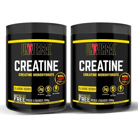 Pack 2 Suplementos em Pó Universal Creatine Monohydrate em Pote de 200g Cada