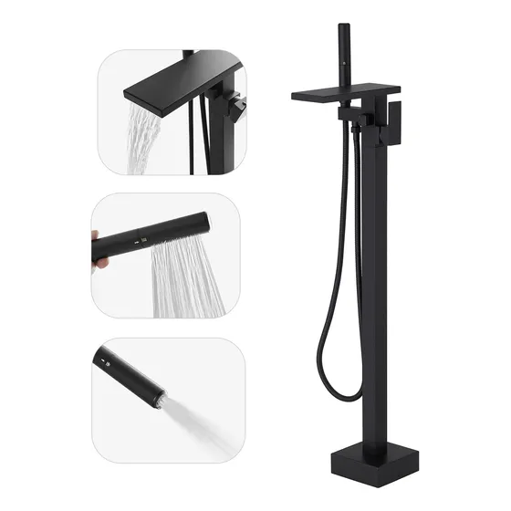 Hoimpro Grifo Bañera Independiente Relleno Cascada Negro Una