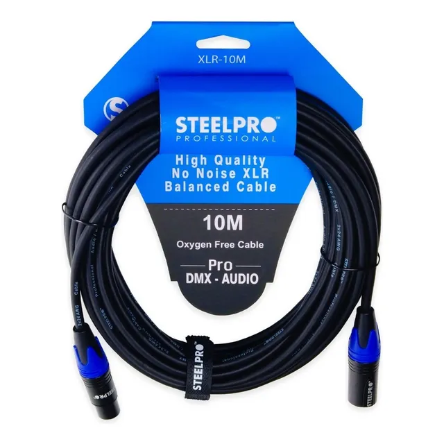 Cable Xlr 10m Balanceado Profesional Macho - Hembra Steelpro