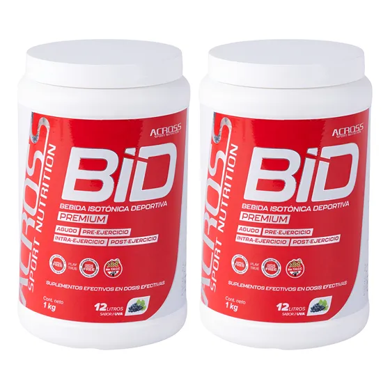 Kit X2 Bid Bebida Isotónica Deportiva Pote En Polvo 1kg