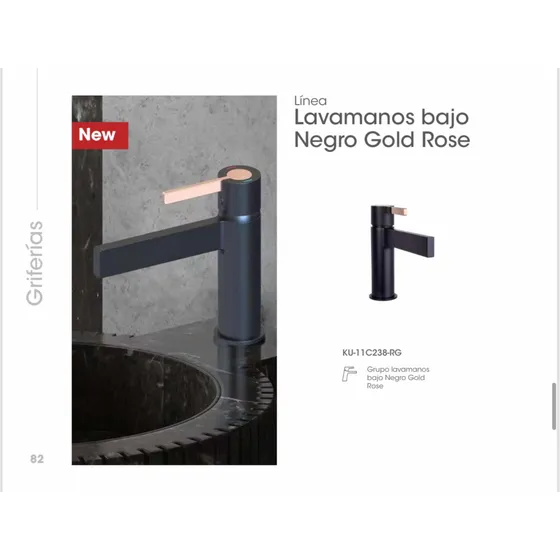 Kubo238rg Grupo Lava Bajo Negro Gold Rose Grifería Portugués