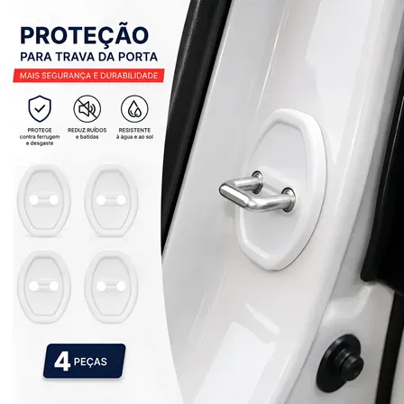 Kit Amortecedor P/ Porta/ Carro Anti-impacto Fechadura Preto Branco