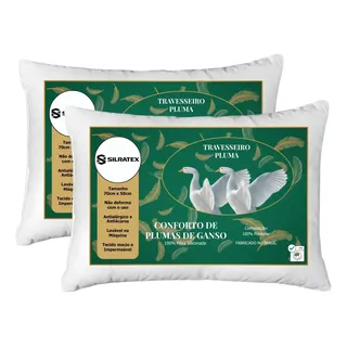 Kit 2 Travesseiro Toque Pluma Ganso 70x50 Antialérgico Macio Branco