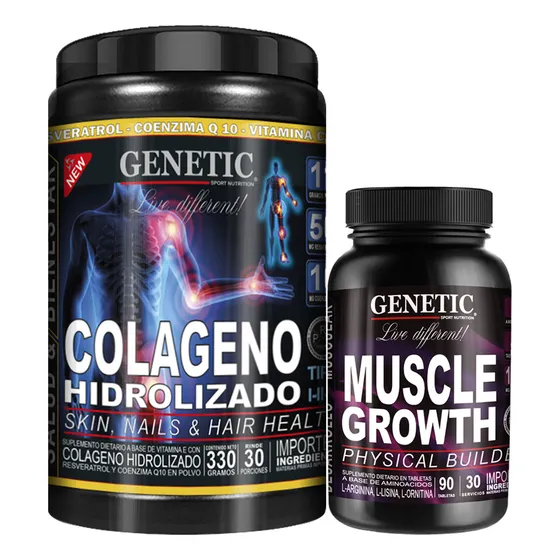 Colageno Vit E C Resveratrol Q10 Amino Muscle Growth Genetic Sabor Pastillas