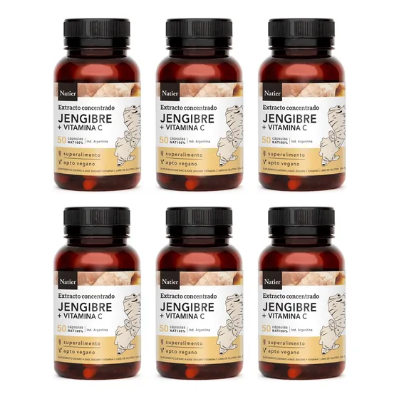 Natier Kit X6 Suplemento Jengibre Vitamina C Vegano 50c