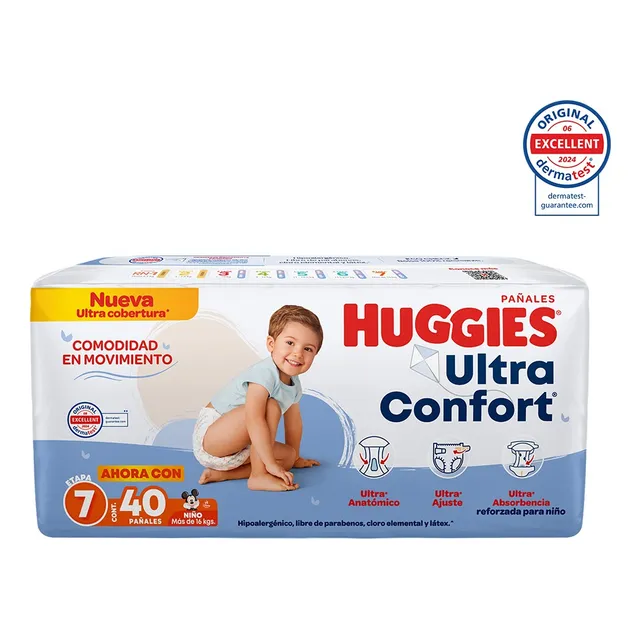 Pañales Huggies Ultraconfort Etapa 7 Niño 40 Piezas