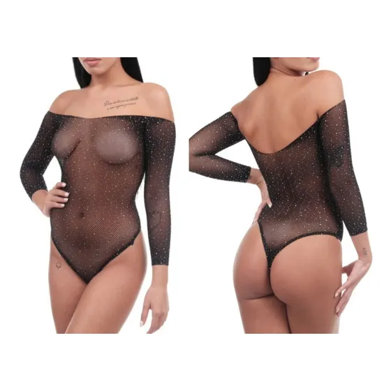 Body Transparente Con Diamantes Semi Hilo 
