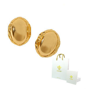 Aretes De Botón Elegantes Grandes Para Mujer Dorados Lisos Aretes De Botón Elegantes Grandes Para Mujer Dorados Lisos