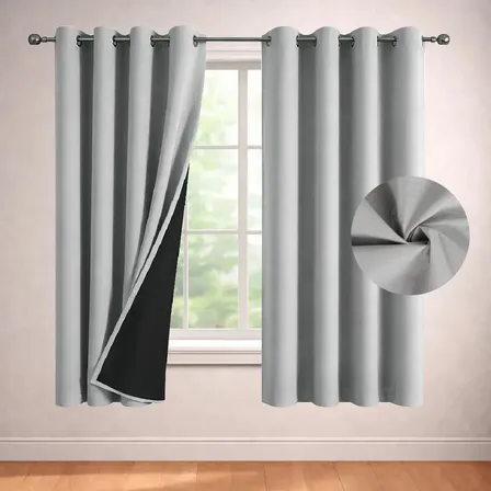 Cortina Blackout 100% Casatua Set De 2 Paños 160x135cm Tela Engomada - Gris Claro