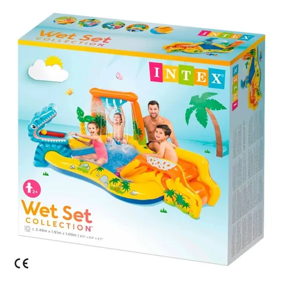 Piscina Y Centro De Juegos Intex Tobogan Rociador Dinosaurio
