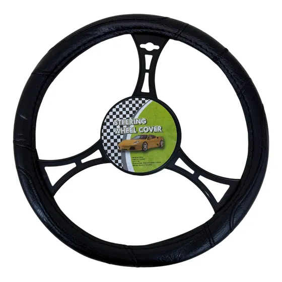 Cubre Volante Negro Premium Simil Cuero Para Auto 37/39 Cm