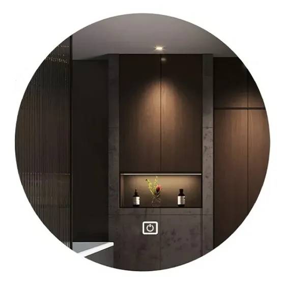 Espejo Redondo Con Luz Led Táctil 60x60cm Baño Cuarto Sala Marco Blanco