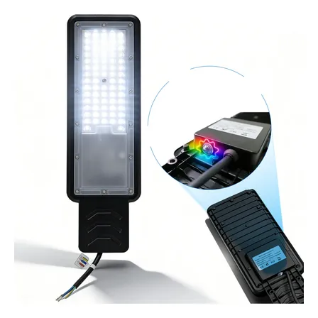 Luminária De Rua 100w Sensor De Luz Iluminação Publica Ip68 Ac85-265v Preto Branco-frio