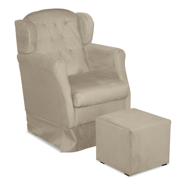 Puff Puf Com Poltrona De Balanço Para Amamentação Baby Suede Puff Puf Com Poltrona De Balanço Para Amamentação Baby Suede