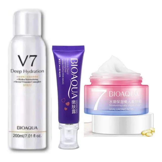 Pack 3 Bioaqua Blanqueador Aclarante V7 + Pink + Spray 