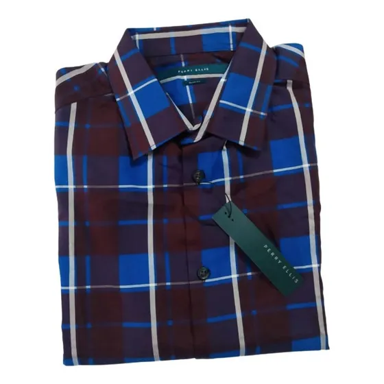 Camisa Perry Ellis Slim Fit Talla S Manga Larga100% Algodón 