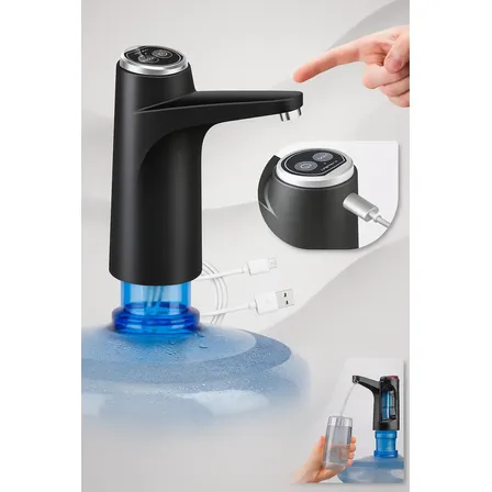 Bomba Para Galão De Água 5 10l 20l Recarregável Usb Garrafão Preto