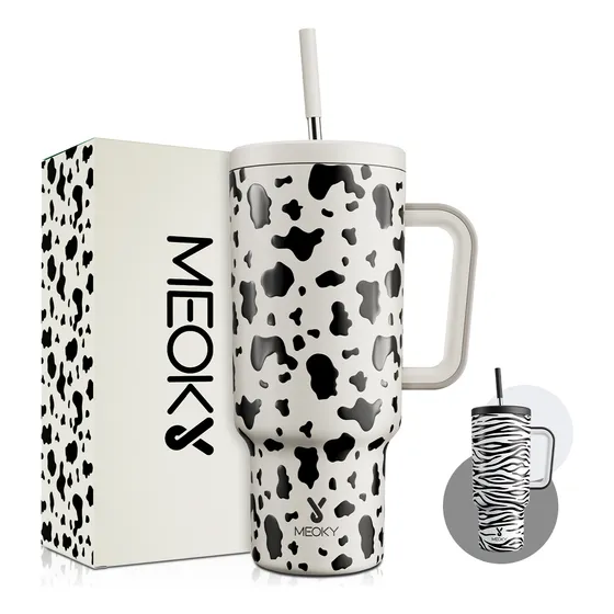 Meoky Vaso Térmico De Acero Inoxidable Con Asa Y Popot 40oz