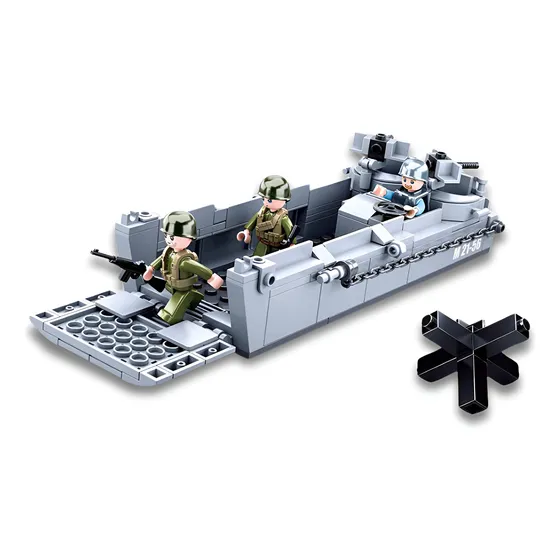 Set Bloques De Construccion Lancha Desembarco Ww2 3 Figuras