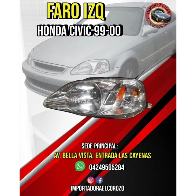 Faro Izquierdo Honda Civic 99-00