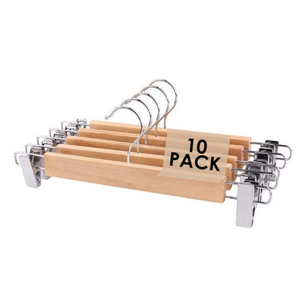 Pack X 10 Percha Madera Ganchos Broches Metal Pantalon 34cm X Mayor Y Menor Super Resistente #shoppy Pack X 10 Percha Madera Ganchos Broches Metal Pantalon 34cm X Mayor Y Menor Super Resistente #shoppy