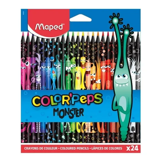 Lapices De Colores Maped Monster X 24 Colores Largos Trazo Multicolor