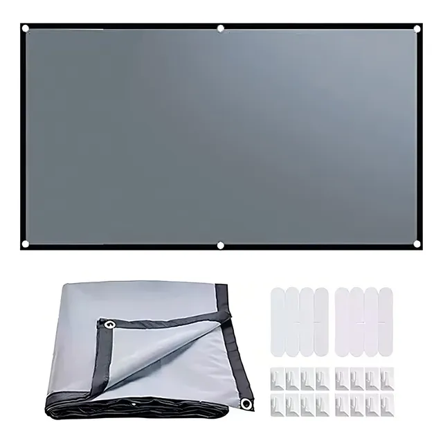 Mebix TRD pantalla proyector 120” antiluz portátil HD plegable 16:9 superficie lisa y resistente