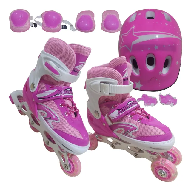 Patines En Linea 4 Ruedas Con Led Y Accesorios Para Niña