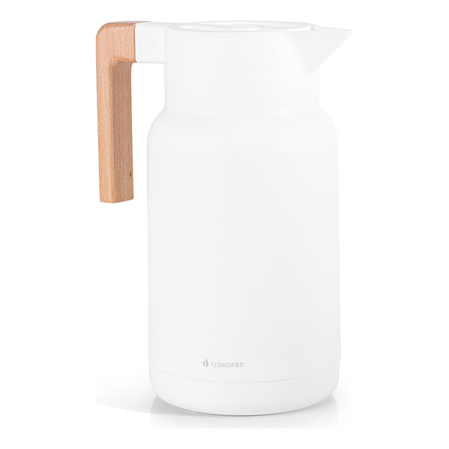 Garrafa Termica Wood Fashion Branca 1l - Termopro Glass Cor Branco Garrafa Termica Wood Fashion Branca 1l - Termopro Glass Cor Branco