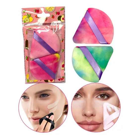 Set 2 Borlas Esponja Triangulo Maquillaje Polvos