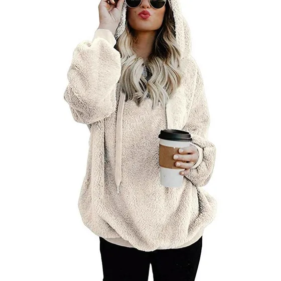 Sudadera Forro Polar Sherpa Para Dama Manga Larga Bloque