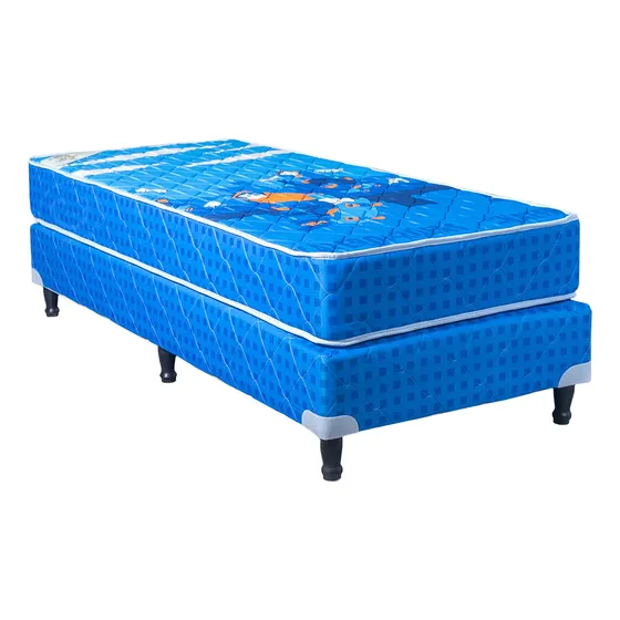 Sommier Y Colchón Maxiking Infantil Nene 1 Plaza Celeste