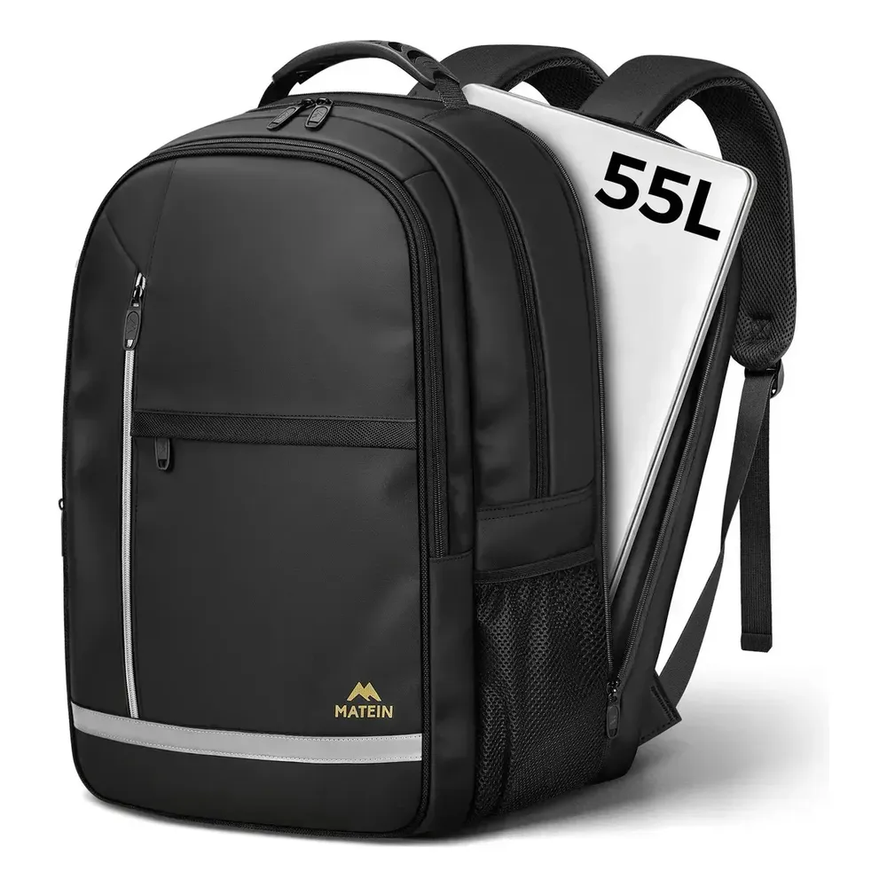 Mochila Viagem Masculina Couro Mochila Escolar Para Notebook 15,6 Polegadas Grande Capacidade 55L...