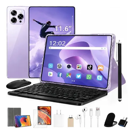Tablet Android 15 4g 16gb 512gb Com Teclado Lilás Lilás
