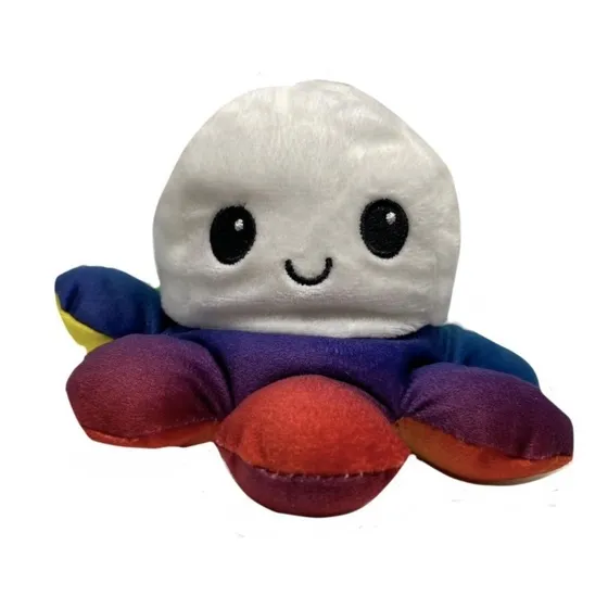 Pulpo - Pulpito De Peluche Reversible De Doble Cara Color Arcoíris