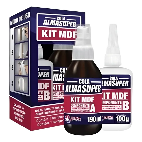 12 Unid Kit Mdf Almasuper Cola Instantânea C/ Catalisador
