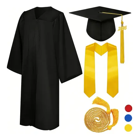 Toga Y Birrete Graduación Con Borla Estola 2026 Negro Adulto