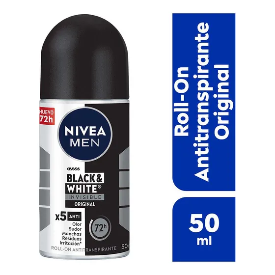 Antitranspirante En Roll On Nivea Men Black & White Invisible Original 5 En 1 50ml